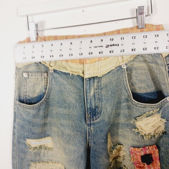 Oli & Hali Dawn Patchwork Wide Straight Jeans Size Small Mixed Media, Retro Edgy - Picture 11 of 16